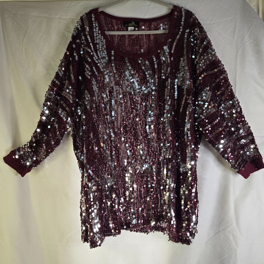 Red and Silver Sequins Top